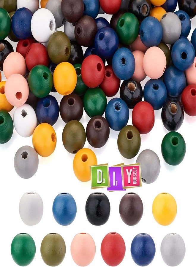 دي آي واي كرافتس مجموعة خرز خشبي طبيعي دائري مكونة من 130 قطعة، بألوان متنوعة، خرز فاصل خشبي بفتحات كبيرة لصنع المجوهرات والأساور وتزيين المنزل (130) - Image 1